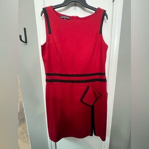 Red dress black striped size 14 Jones Wear